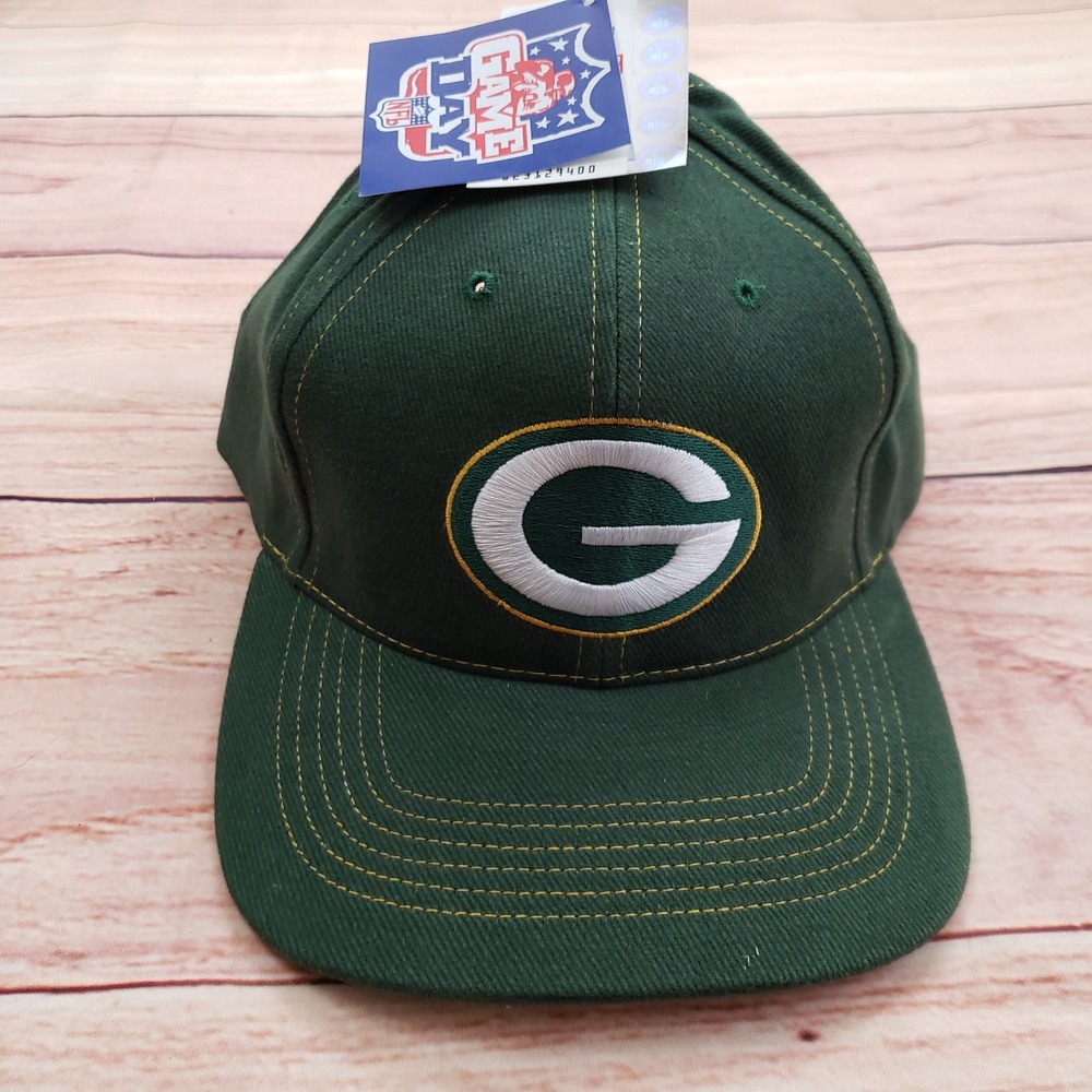 NEW Vintage Green Bay Packers Hat‎ Cap Snap Back Green NFL Football Mens 90s B10